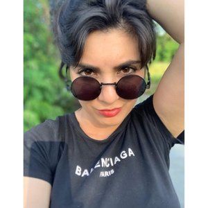 AIEYEZO Round Steampunk Sunglasses Circle Lennon Hippie Glasses Metal Frame 100%
